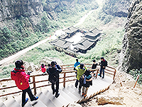 Students overlook ancient architectural landscapes inside the scenic area of Tiansheng Three Bridges (Photo Credit: Mr. Fujito Wong, participant of winter camp organized by Chongqing University)
